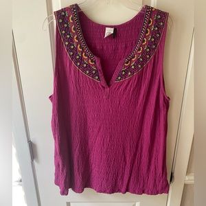 Boho purple tank from Anthropologie, size XL